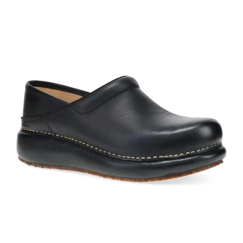 Dansko Platform Pro Black Burnished  Leather Clog Women's Size EU 36.5 US 6
